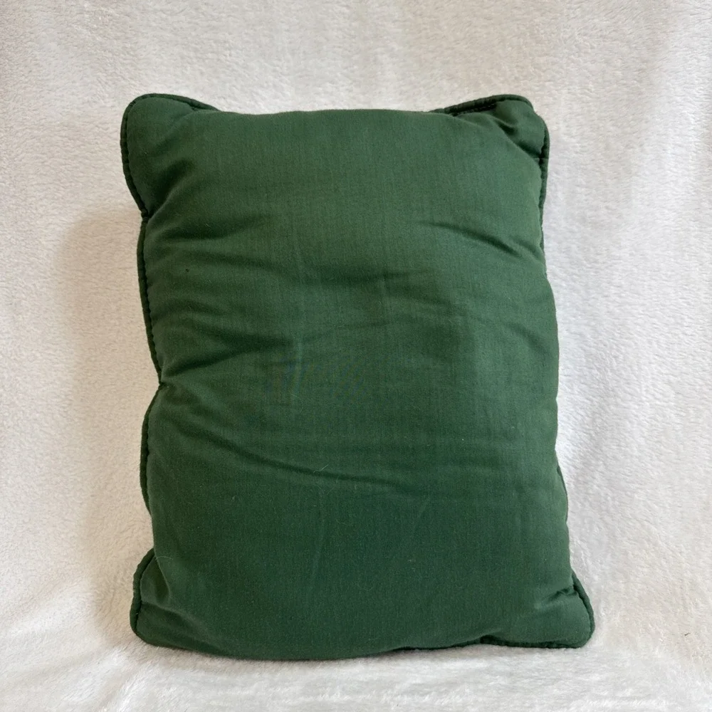 Vintage Santa Claus Woven Tapestry Christmas Throw Pillow Green Red Cream